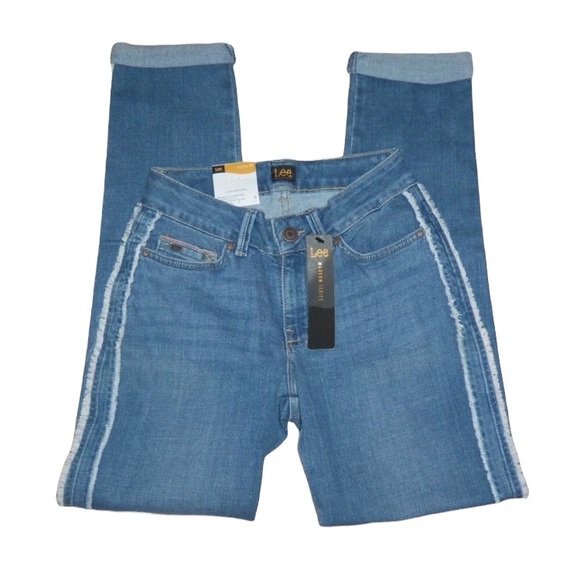 Lee Denim - Lee (26x29) Modern Series Curvy Fit Side Stripe Denim Cuffed Jeans - 2 L - NWT